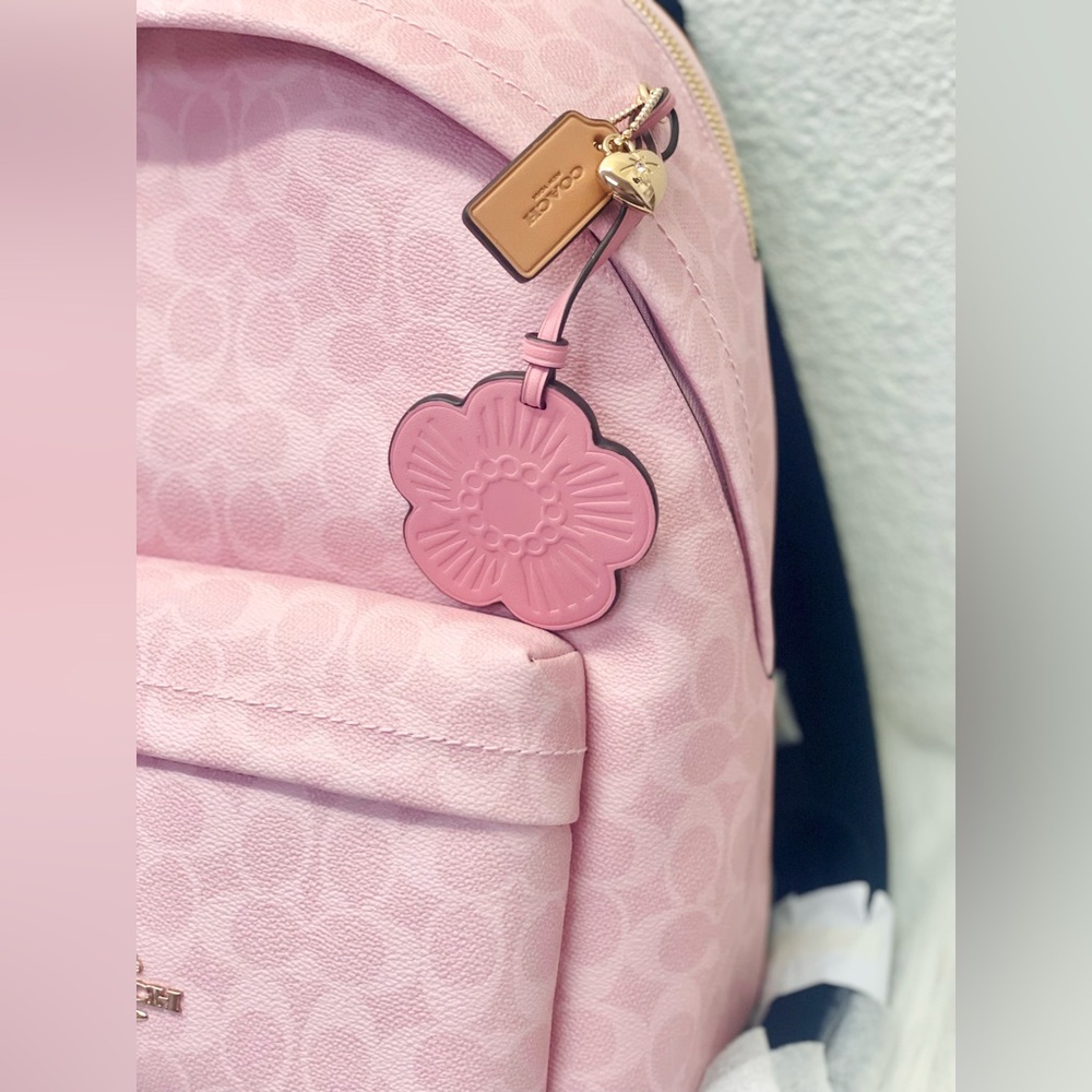 COACH Taylor Small Backpack In Signature Canvas With Charms CEF46 Powder Pink - Picture 2 of 9